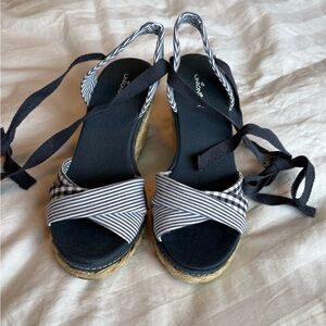 UNIONBAY Striped Espadrille Sandals with Ankle Ties